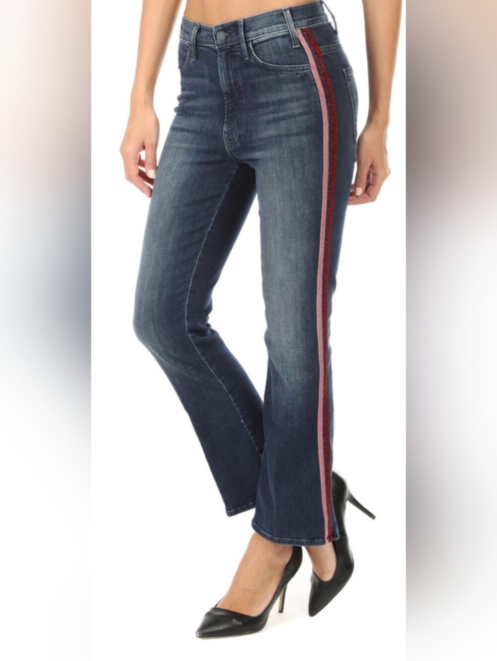 MOTHER HIGH WAISTED LOOKER HERE KITTY KITTY GLITTER RACER SKINNY JEANS 26